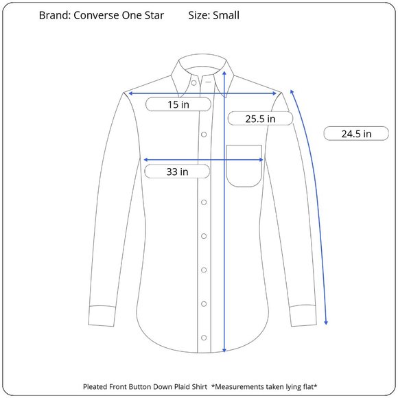 Converse Plaid Pleated Front Long Sleeve Button Down Shirt Women's Small - Picture 13 of 13